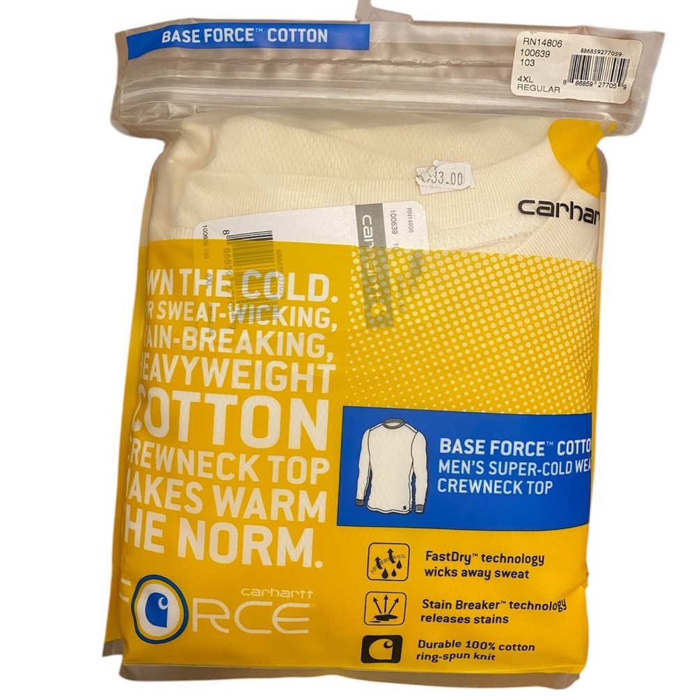 ⛄️ NWT Carharrt Base Force Cotton Super Cold Weather Crewneck Top | Men’s 4X